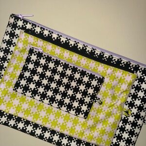 Go Pouch Set - Black Pistachio Pixel Gingham